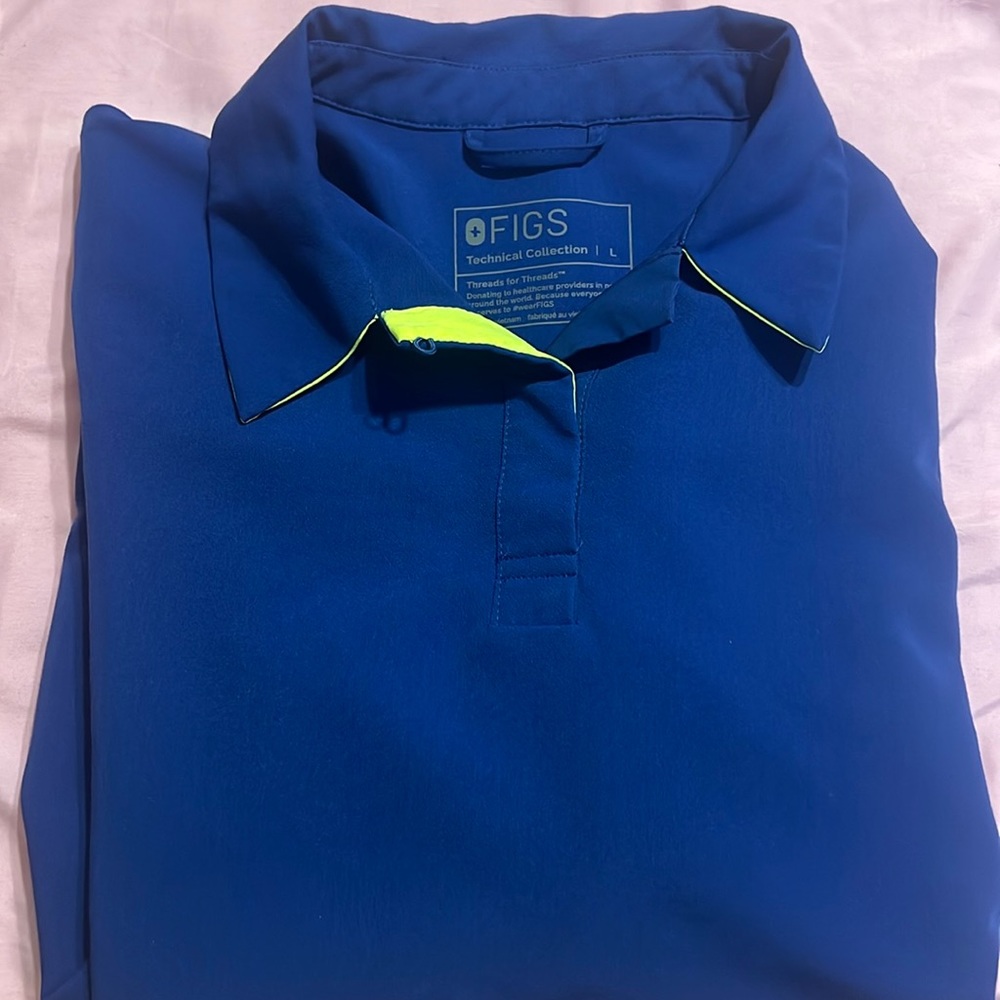 Figs Nala Polo Scrub Top in Electric Blue